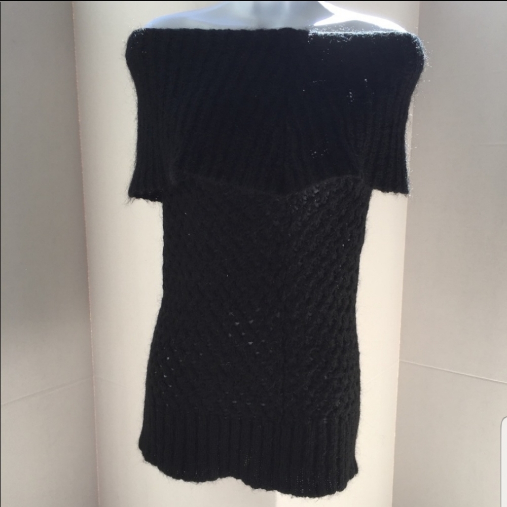 Guess Black Knit Mohair Off Shoulder Sweater